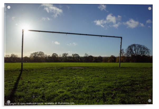 Goalposts on outdoor field Acrylic by Sara Melhuish