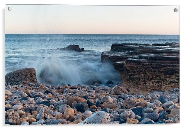North Sea Waves, Trow Beach Acrylic by Rob Cole