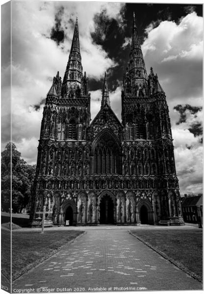 Lichfield Cathedral Canvas Print by Roger Dutton