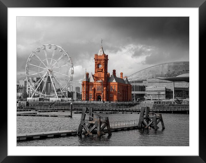 Cardiff Bay - Selective Colour. Framed Mounted Print by Colin Allen
