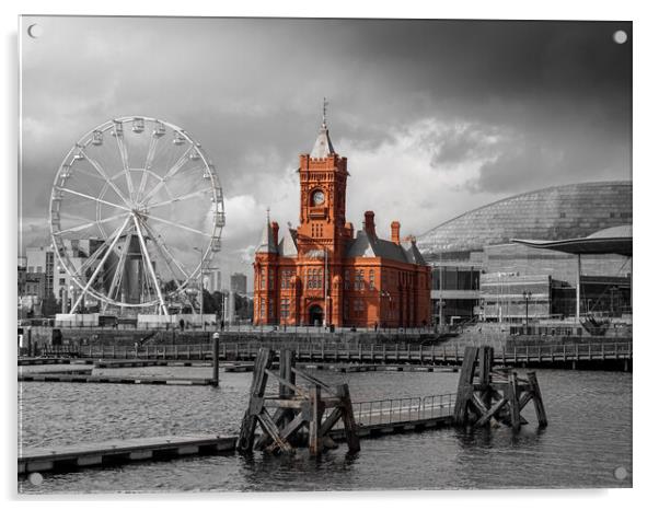 Cardiff Bay - Selective Colour. Acrylic by Colin Allen