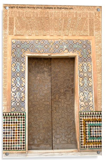 Cuarto Dorado Courtyard doorway details, Alhambra. Acrylic by Robert Murray