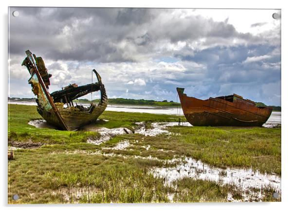 The Wrecks ~ Fleetwood Marsh Acrylic by Trevor Kersley RIP