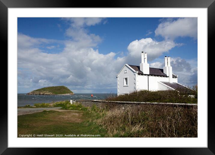 Puffin Island and Cottages at Penmon Point in Angl Framed Mounted Print by Heidi Stewart