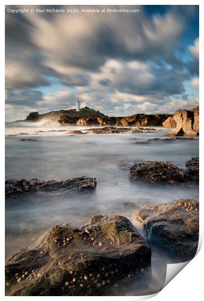 Godrevy Lighthouse, in Cornwall Print by Paul Richards