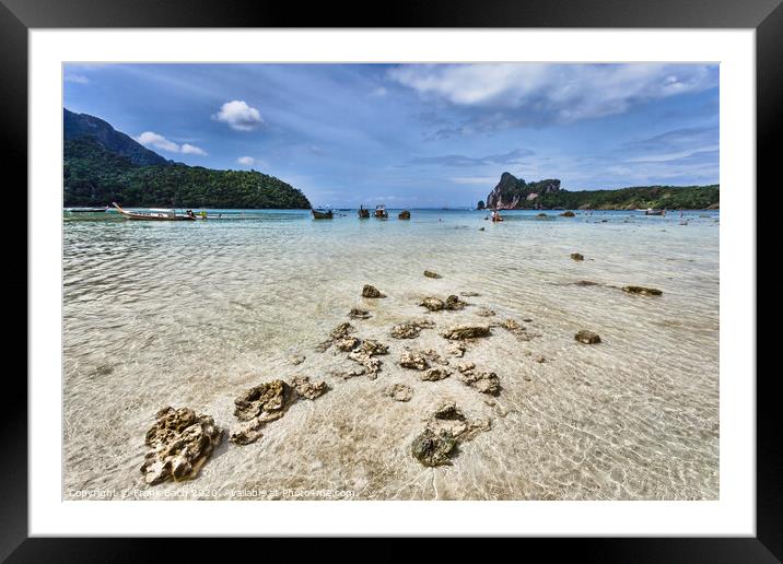 Longboats on Phi Phi Island  Thailand Framed Mounted Print by Frank Bach