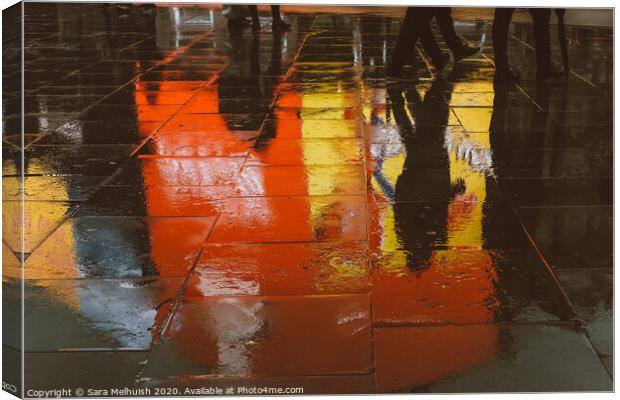 Reflections in the rain Canvas Print by Sara Melhuish
