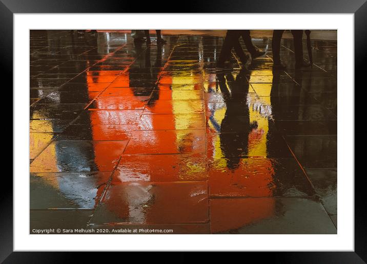 Reflections in the rain Framed Mounted Print by Sara Melhuish