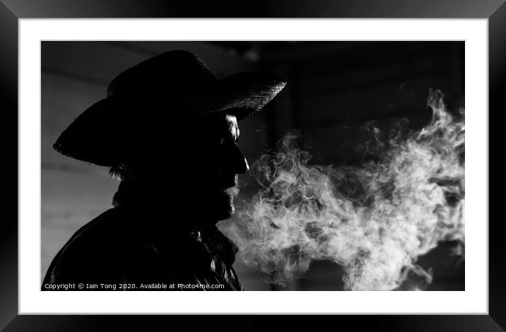 Black and White Smoke Framed Mounted Print by Iain Tong