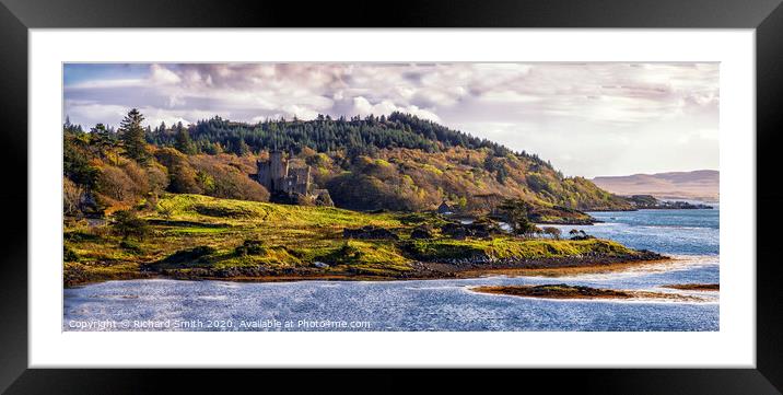 Dunvegan castle, Isle of Skye, nestled amongst the woodland autumn colours. Framed Mounted Print by Richard Smith