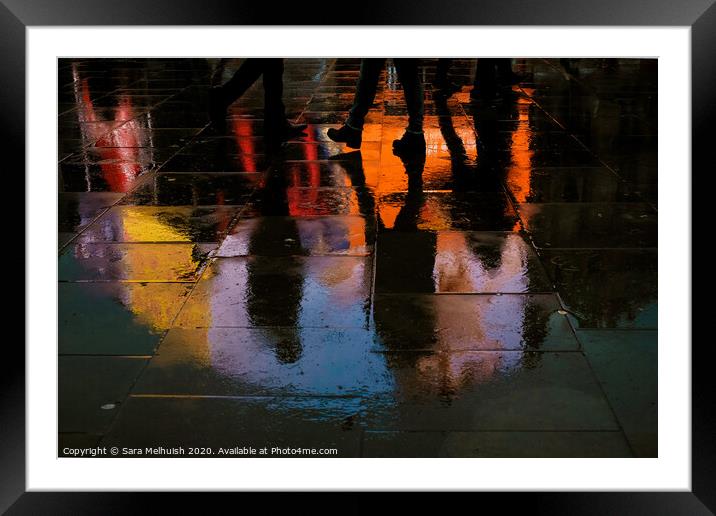 Neon footsteps Framed Mounted Print by Sara Melhuish