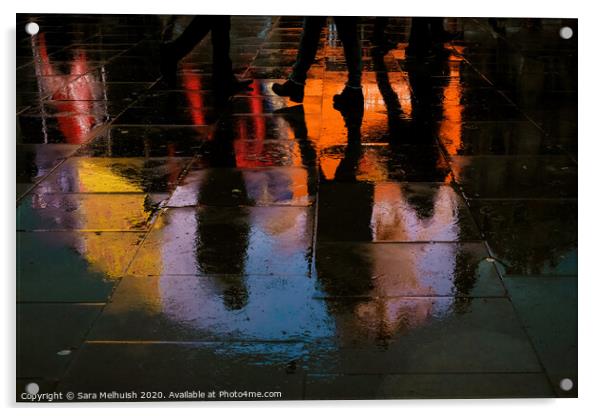 Neon footsteps Acrylic by Sara Melhuish