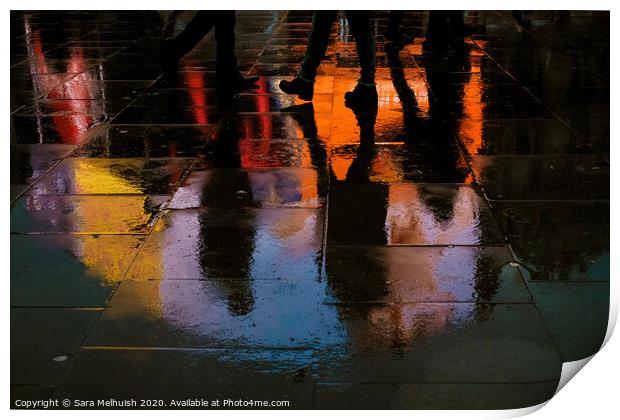 Neon footsteps Print by Sara Melhuish