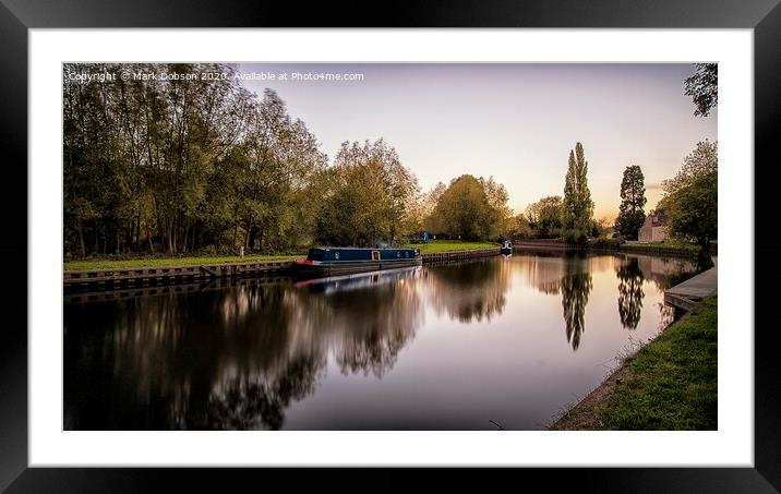 Reflections of the Barge Framed Mounted Print by Mark Dobson