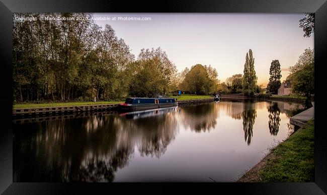 Reflections of the Barge Framed Print by Mark Dobson