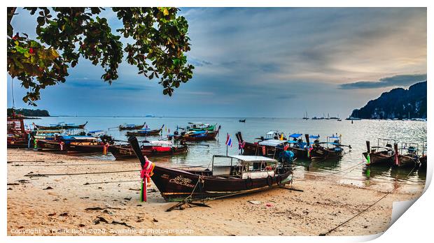 Longboats on Phi Phi Island  Thailand Print by Frank Bach