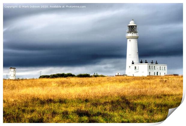 Old & New Lighthouses at Flamborough Head Print by Mark Dobson