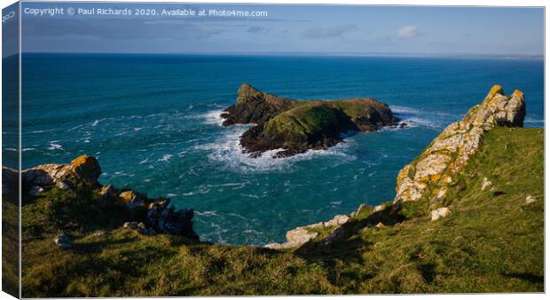 Ocean view from the cliffs above Mullion Canvas Print by Paul Richards