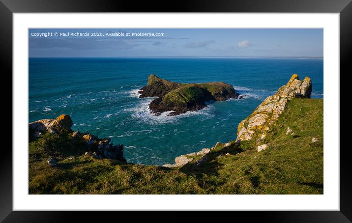 Ocean view from the cliffs above Mullion Framed Mounted Print by Paul Richards