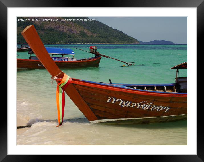 Thai boats on islands Framed Mounted Print by Paul Richards