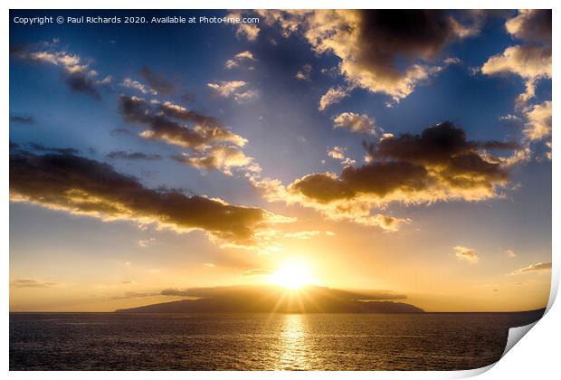 Sunset over La Gomera Print by Paul Richards