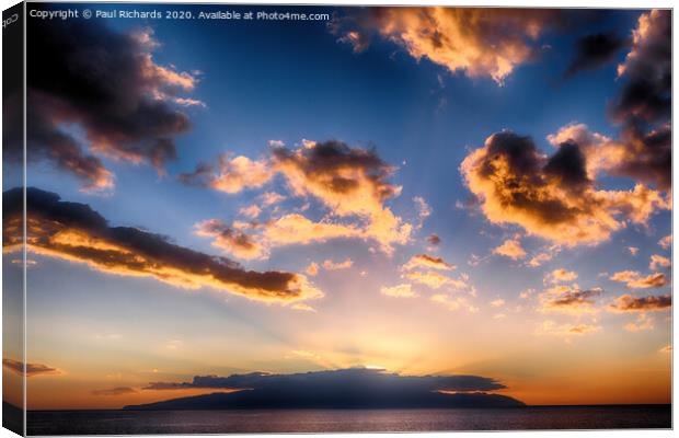 Sunset over La Gomera Canvas Print by Paul Richards
