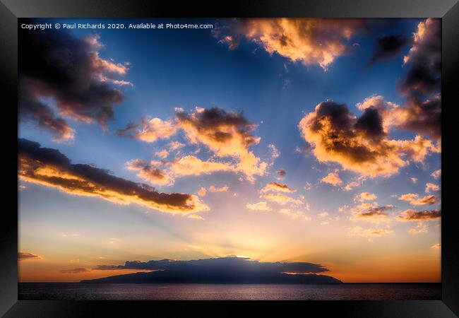 Sunset over La Gomera Framed Print by Paul Richards