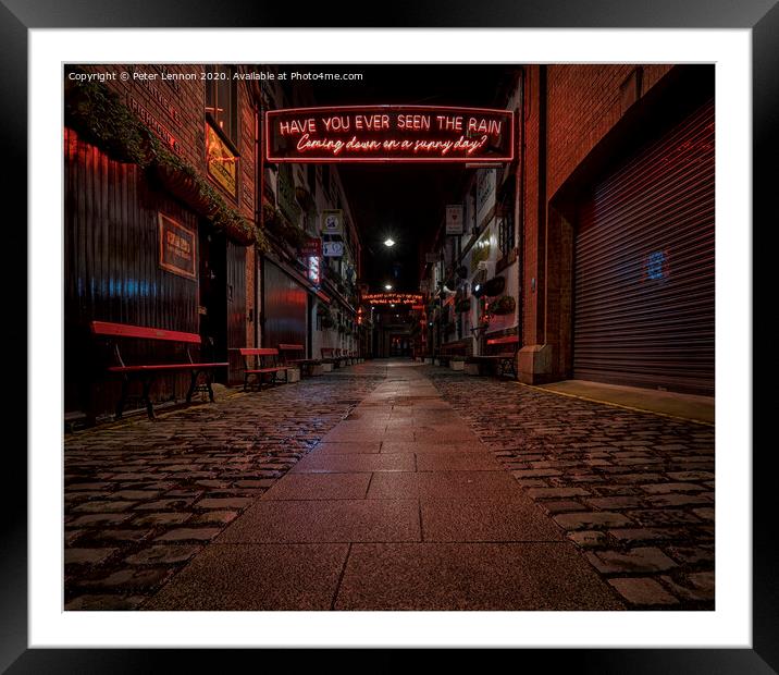 Down The Alley Framed Mounted Print by Peter Lennon