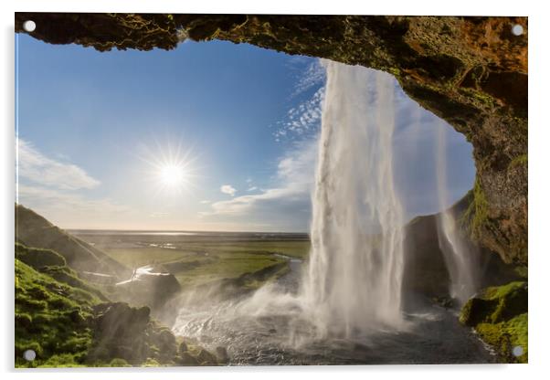 Seljalandsfoss Waterfall, South Iceland Acrylic by Arterra 