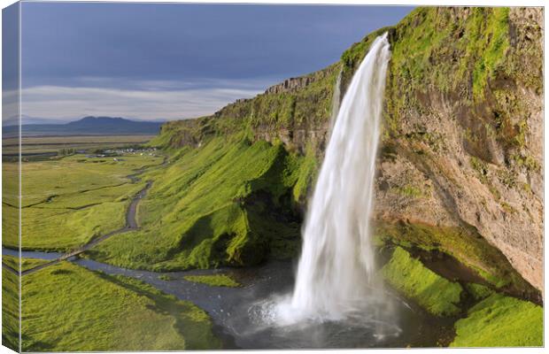 Seljalandsfoss Waterfall in Summer, Iceland Canvas Print by Arterra 
