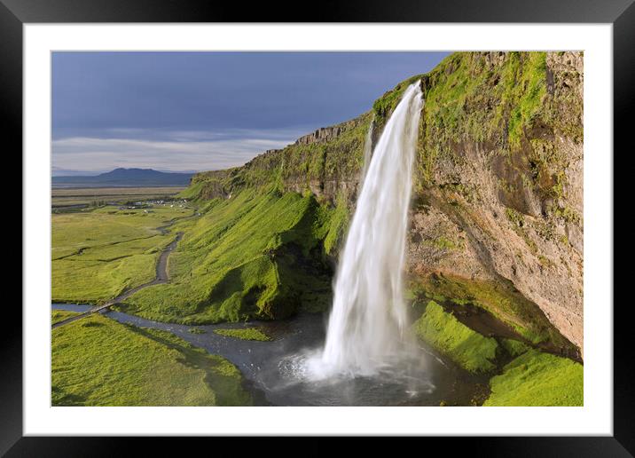 Seljalandsfoss Waterfall in Summer, Iceland Framed Mounted Print by Arterra 