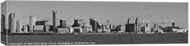 Liverpool Waterfront Panorama - Black & White Canvas Print by Bernard Rose Photography