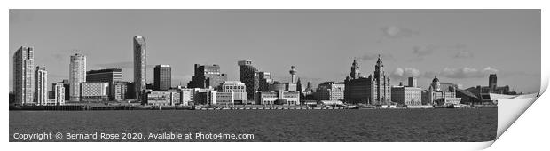 Liverpool Waterfront Panorama - Black & White Print by Bernard Rose Photography