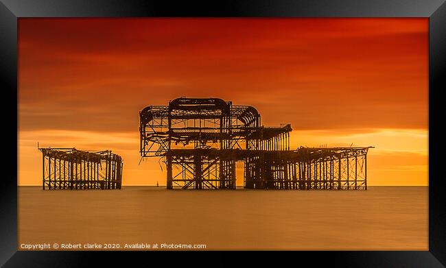 Brighton "Old Pier " Framed Print by Robert clarke