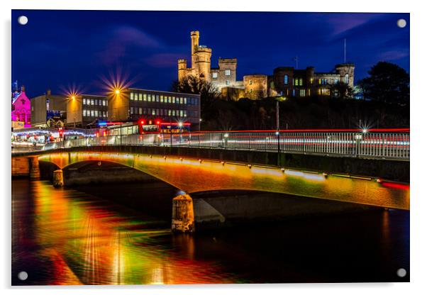 Inverness Castle at Night Acrylic by John Frid