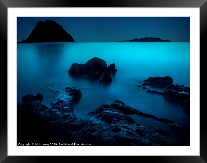 Blue hour Isola Tavolara, Sardinia Framed Mounted Print by Nick Lukey
