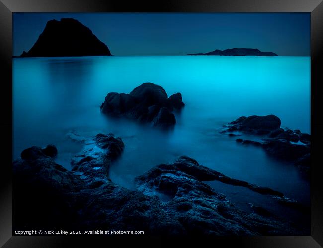 Blue hour Isola Tavolara, Sardinia Framed Print by Nick Lukey