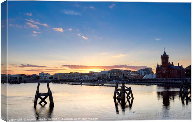 Cardiff Bay Sunset Canvas Print by Gordon Maclaren