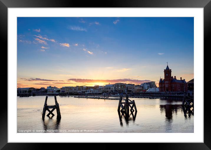 Cardiff Bay Sunset Framed Mounted Print by Gordon Maclaren