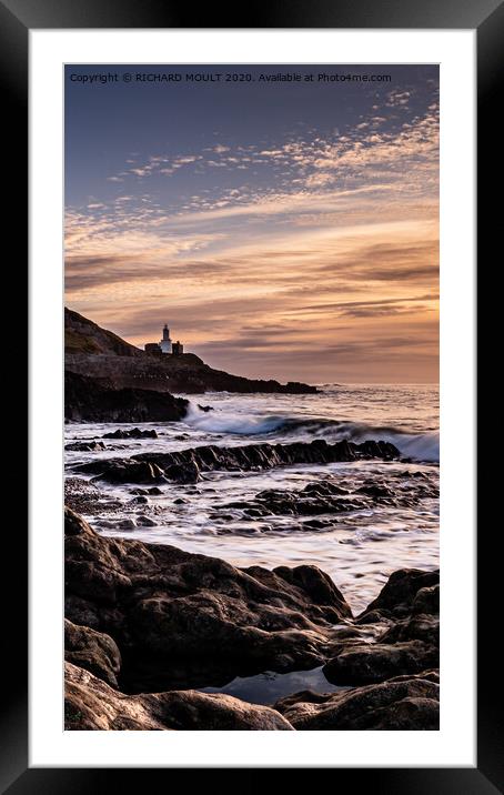 Sunrise at Bracelet Bay on Gower South Wales Framed Mounted Print by RICHARD MOULT