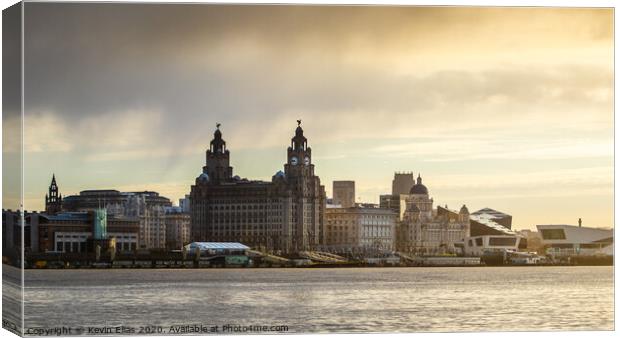 Dawn's Embrace on Liverpool Waterfront Canvas Print by Kevin Elias