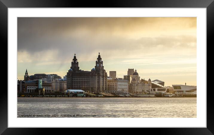 Dawn's Embrace on Liverpool Waterfront Framed Mounted Print by Kevin Elias