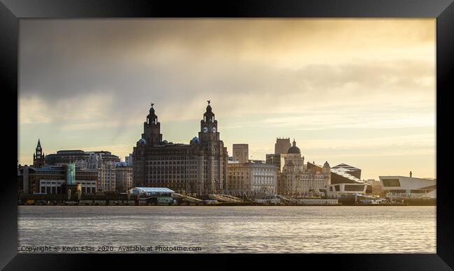 Dawn's Embrace on Liverpool Waterfront Framed Print by Kevin Elias