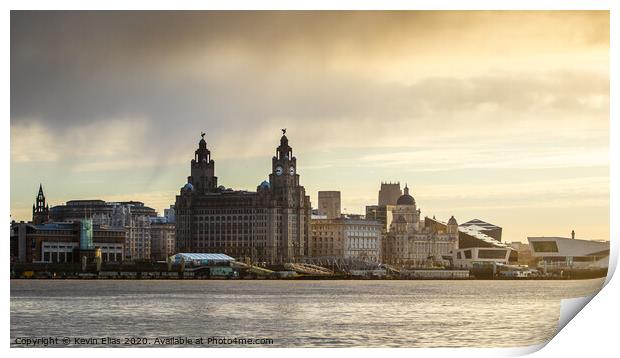 Dawn's Embrace on Liverpool Waterfront Print by Kevin Elias
