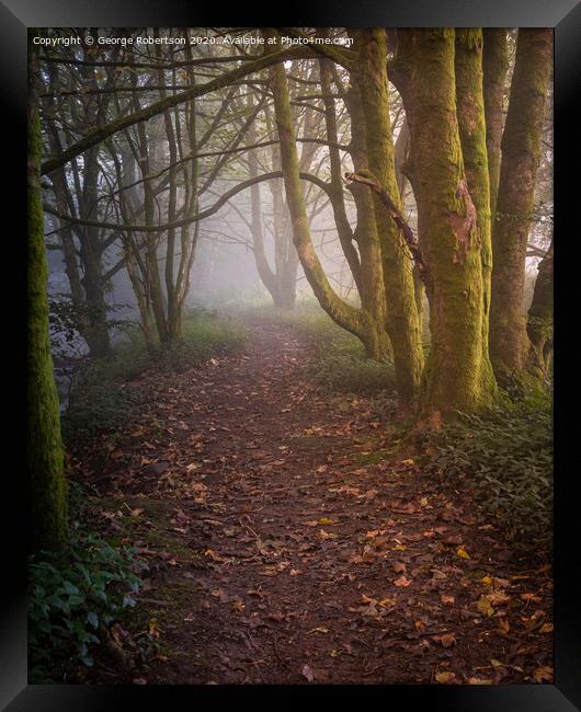 A misty morning on the river bank Framed Print by George Robertson