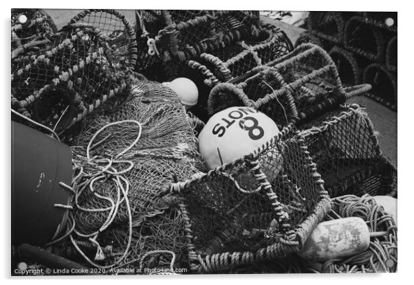 Fishing pots and nets Acrylic by Linda Cooke