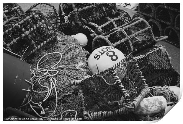 Fishing pots and nets Print by Linda Cooke