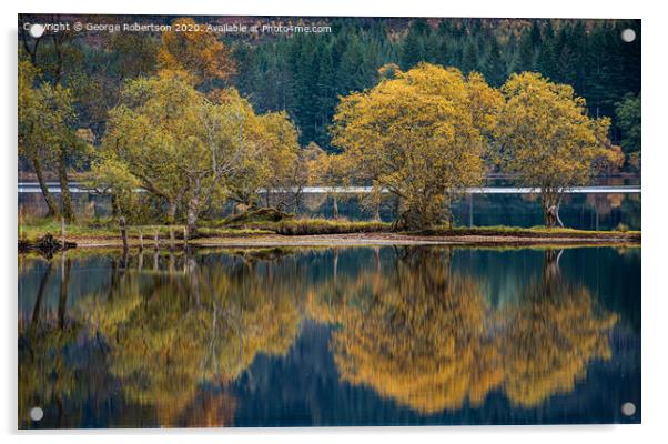 Reflections on Loch Ard Acrylic by George Robertson