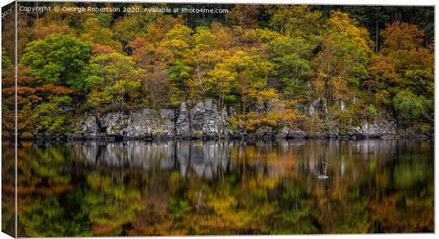Autumn at the Iron Cross on Loch Ard Canvas Print by George Robertson