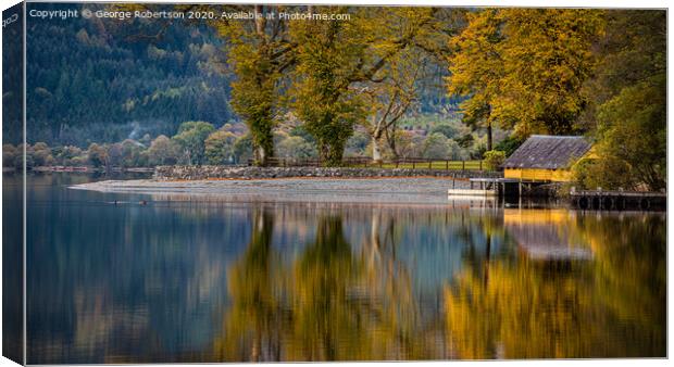 Autumn at the boathouse on Loch Ard Canvas Print by George Robertson